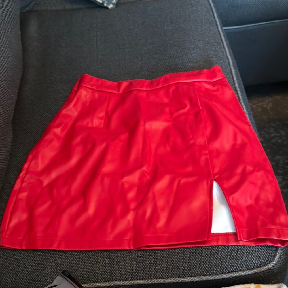 Vibrant Red Skirt with Side Slit